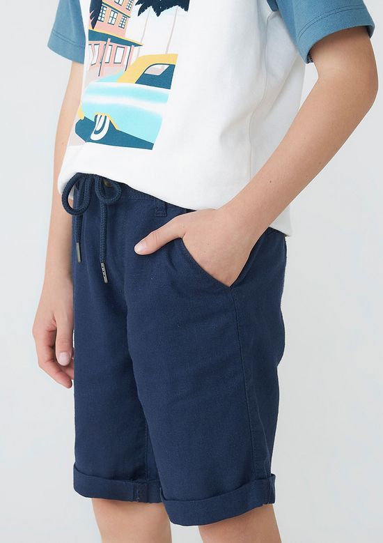 Foto do produto: Bermuda Infantil Menino Com Linho  - Azul