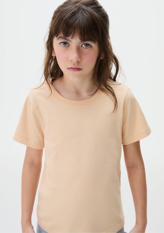 Foto do produto: Blusa Manga Curta Infantil Menina Em Malha - Bege