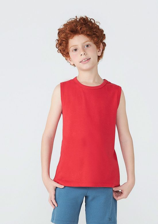 Foto do produto: Regata Básica Infantil Menino Modelagem Tradicional  - Vermelho