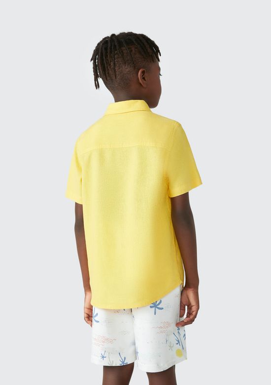 Foto do produto: Camisa Infantil Menino Manga Curta Com Linho - Amarelo