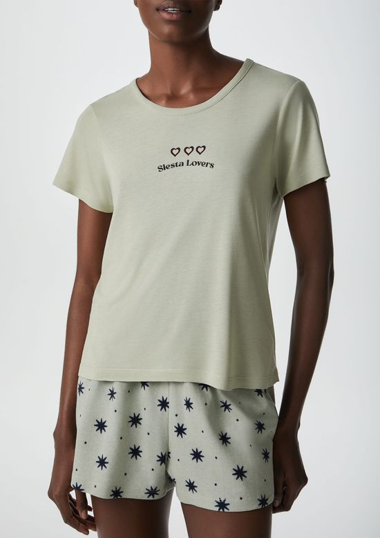 Foto do produto: Pijama Curto Feminino Estampado - Verde