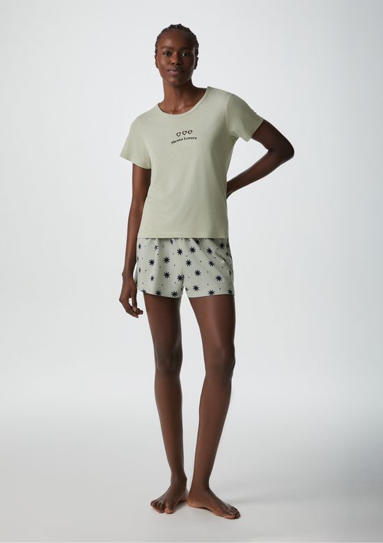 Foto do produto: Pijama Curto Feminino Estampado - Verde