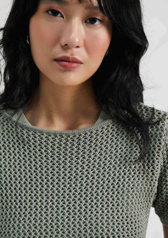 Foto do produto: Blusa Feminina Manga Curta Em Tricô Texturizado - Verde