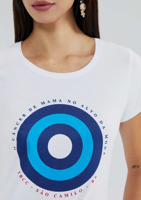 Foto do produto: Blusa Feminina Manga Curta Câncer De Mama - Branco
