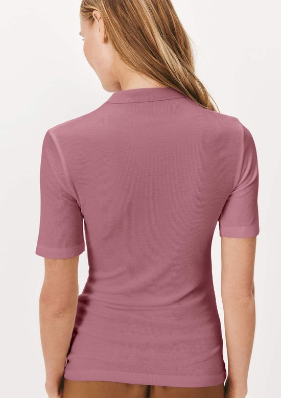Foto do produto: Blusa Básica Feminina Gola Alta Em Ribana Canelada - Rosa
