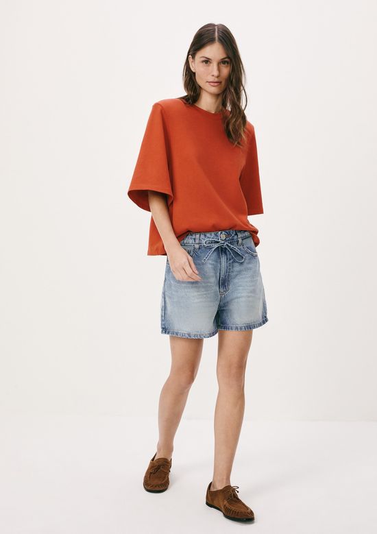Foto do produto: Shorts Jeans Feminino Com Cordão - Azul