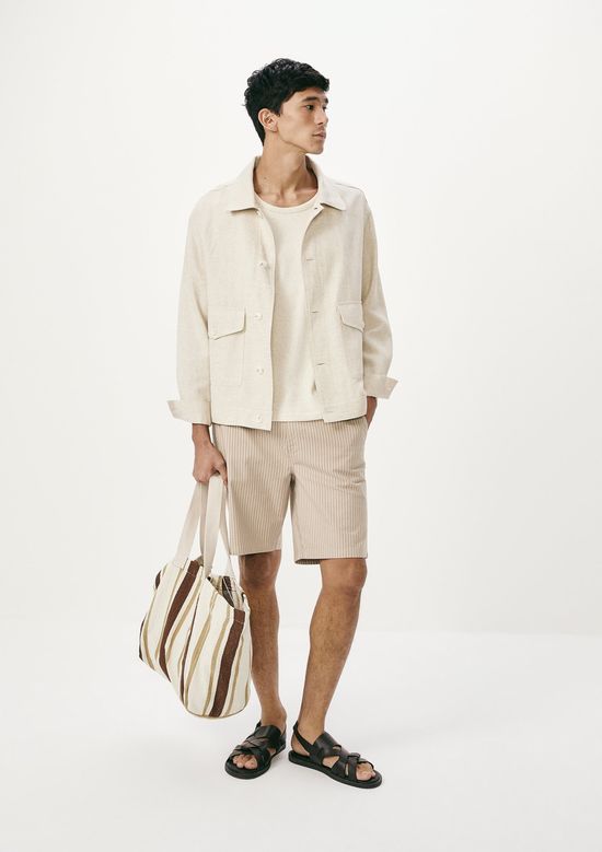 Foto do produto: Bermuda Masculina Fio Tinto Listrada - Bege