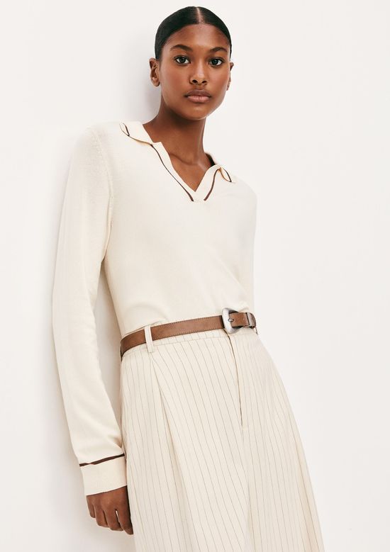 Foto do produto: Blusa Polo Feminina Manga Longa - Off white