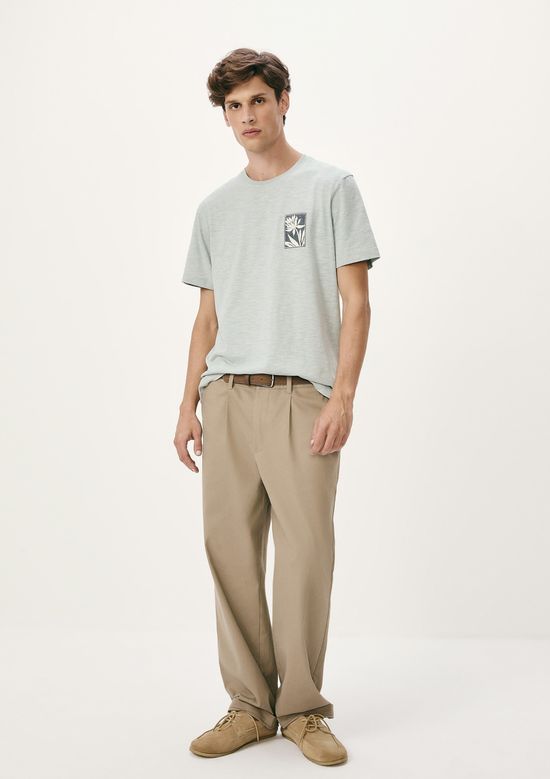 Foto do produto: Camiseta Masculina Slim Com Estampa Em Malha Flamê - Azul
