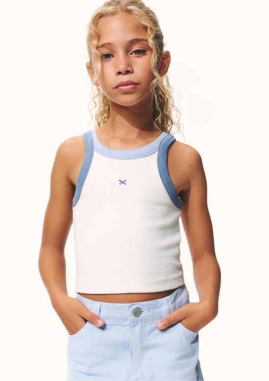 Foto do produto: Regata Cropped Infantil Menina Em Ribana - Off white