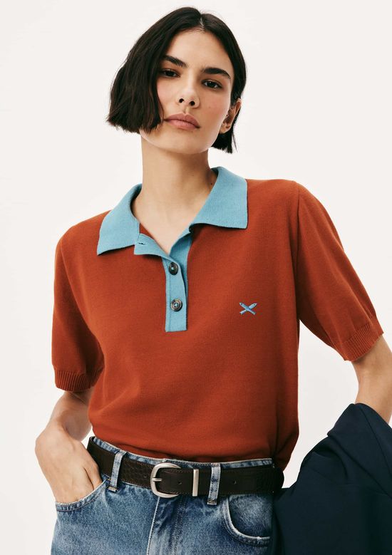 Foto do produto: Blusa Polo Feminina Em Tricô - Laranja