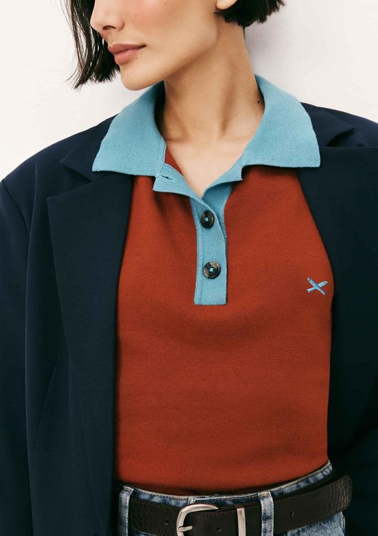 Foto do produto: Blusa Polo Feminina Em Tricô - Laranja