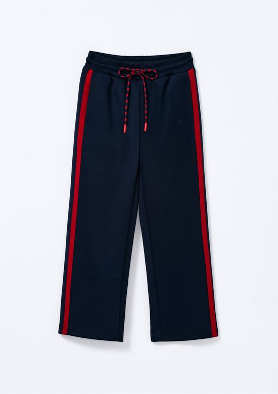 Foto do produto: Calça Infantil Menina Wide Leg Com Faixas Laterais - Azul