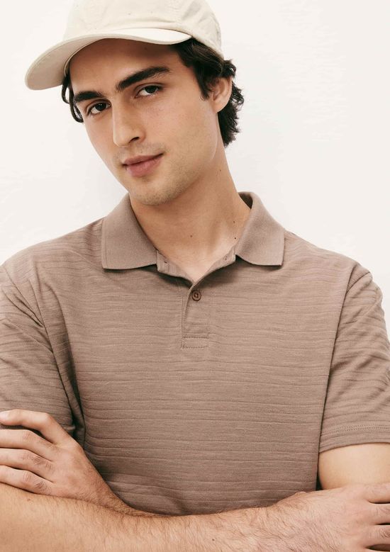 Foto do produto: Camisa Polo Masculina Manga Curta Texturizada - Marrom