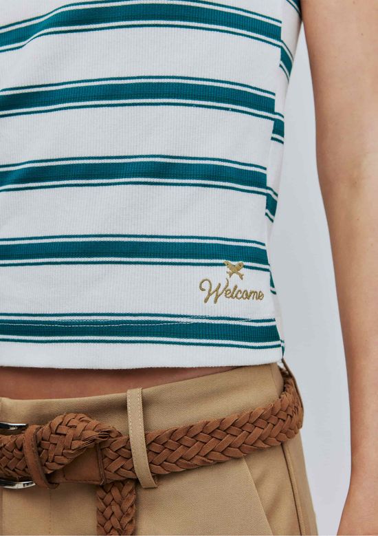 Foto do produto: Regata Feminina Listrada Hering + Welcome - Verde