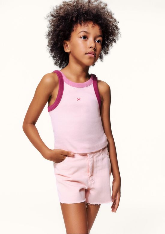 Foto do produto: Regata Cropped Infantil Menina Em Ribana - Rosa