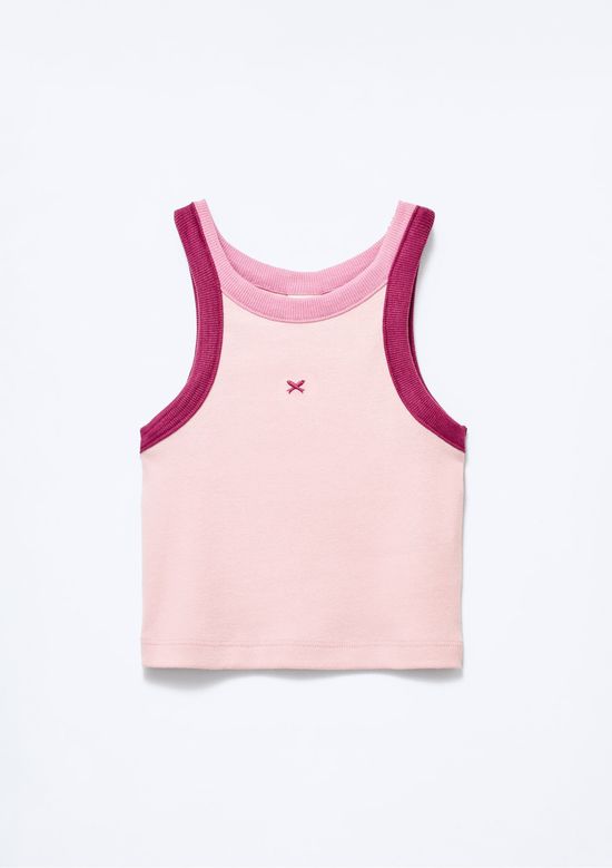 Foto do produto: Regata Cropped Infantil Menina Em Ribana - Rosa