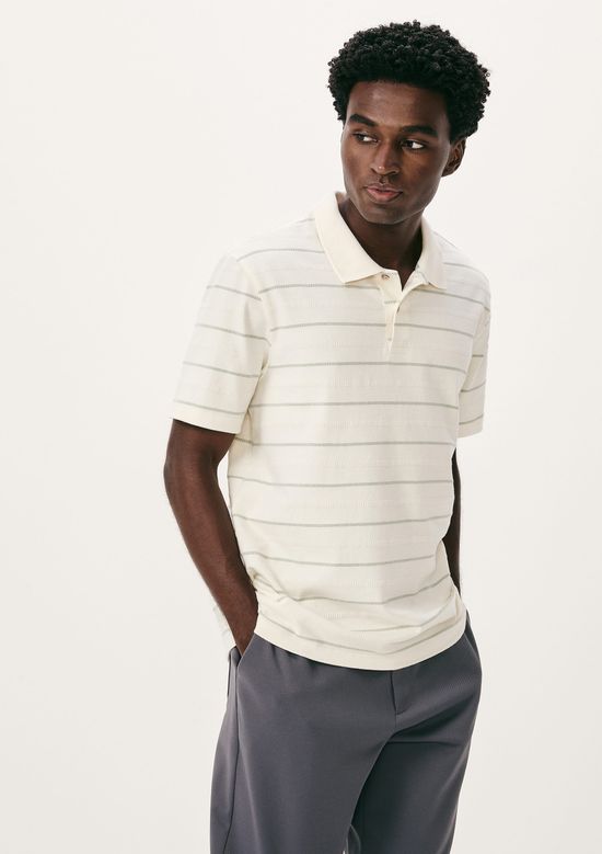 Foto do produto: Camisa Polo Masculina Manga Curta Listrada - Creme