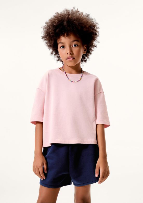Foto do produto: Blusa Infantil Menina Oversized Em Malha Binada - Rosa