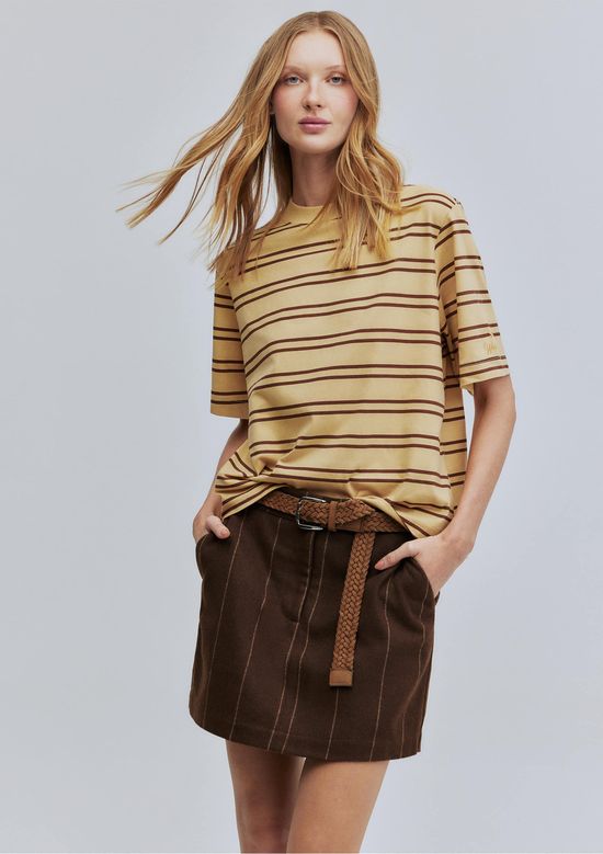 Foto do produto: Saia Curta Em Alfaiataria Risca De Giz Hering + Welcome - Marrom