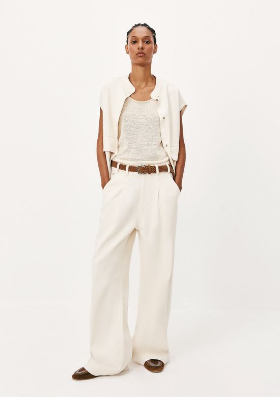 Foto do produto: Calça Feminina Pantalona Em Sarja - Off white