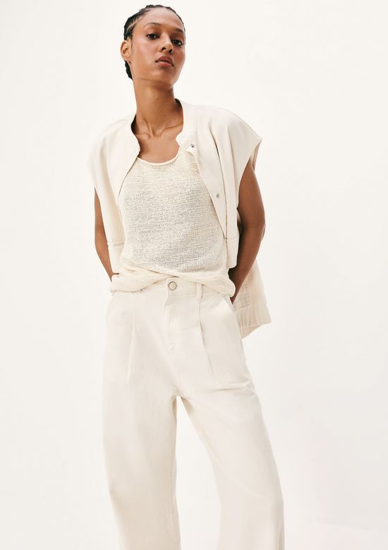 Foto do produto: Calça Feminina Pantalona Em Sarja - Off white