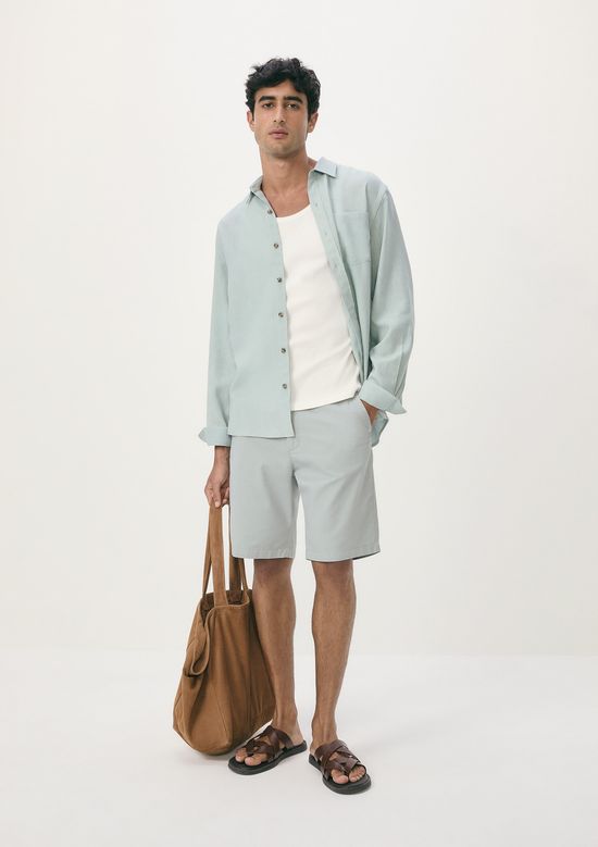 Foto do produto: Bermuda Básica Masculina Chino Reta Em Sarja - Azul
