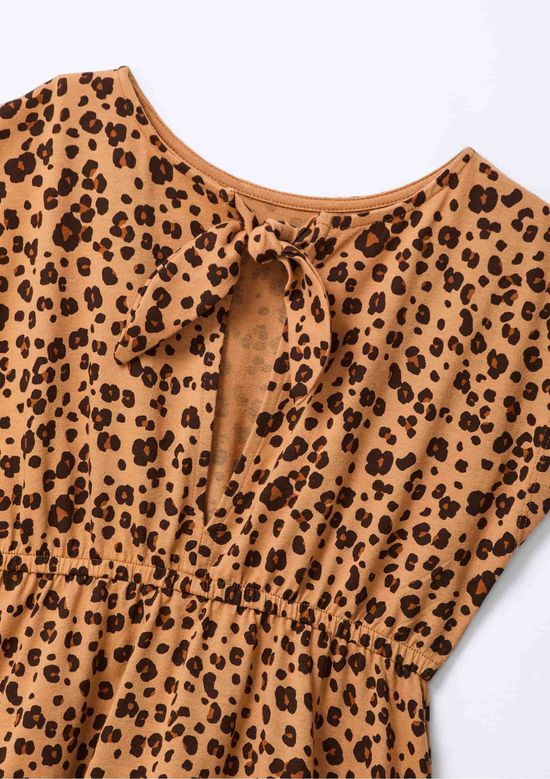 Foto do produto: Vestido Curto Infantil Em Algodão Estampado - Bege