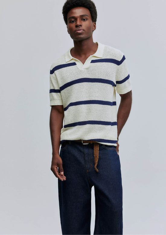 Foto do produto: Polo Unissex Em Tricô Listrado Hering + Welcome - Off white