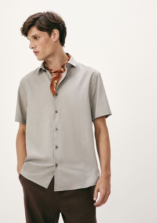 Foto do produto: Camisa Masculina Manga Curta Texturizada - Cinza