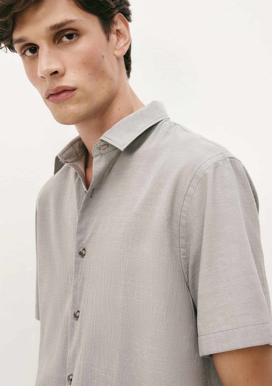 Foto do produto: Camisa Masculina Manga Curta Texturizada - Cinza