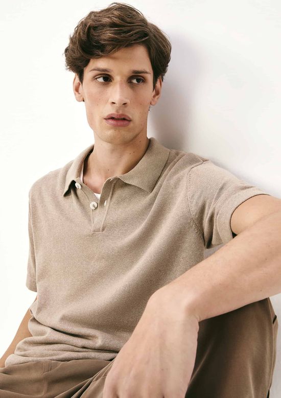 Foto do produto: Camisa Polo Masculina Manga Curta Em Tricô - Bege