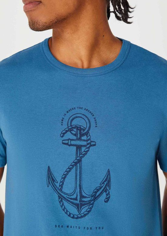 Foto do produto: Camiseta Masculina Manga Curta Com Estampa - Azul