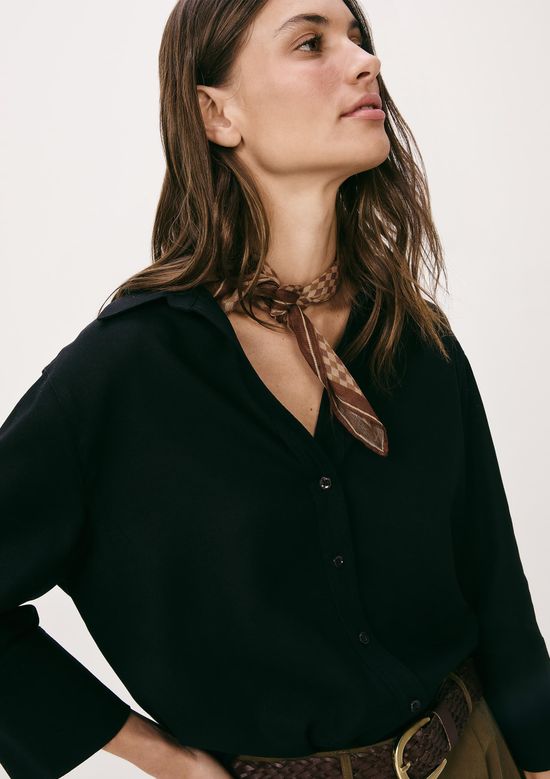 Foto do produto: Camisa Feminina Manga 7/8 Com Linho - Preto