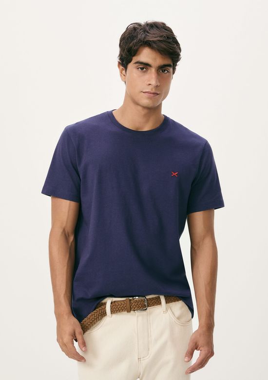 Foto do produto: Camiseta Básica Masculina World Com Bordado - Azul