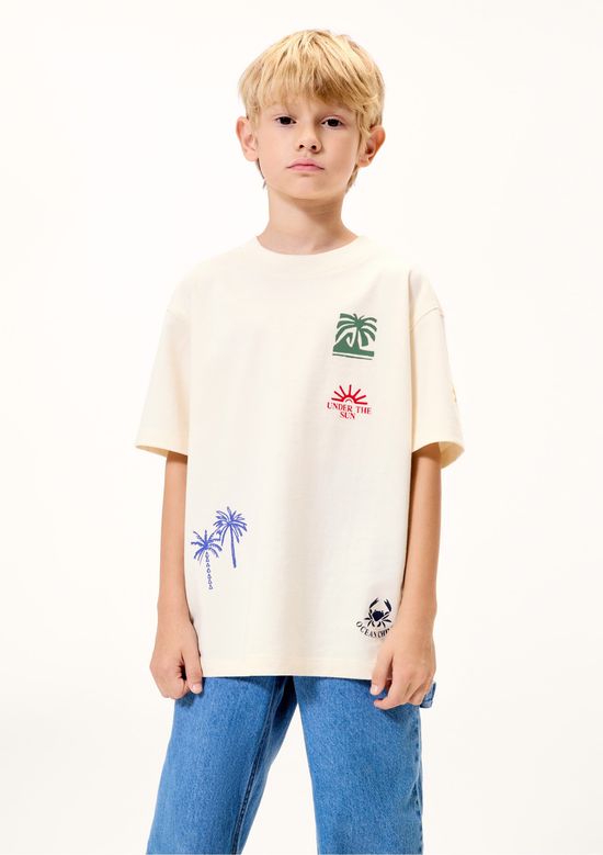 Foto do produto: Camiseta Infantil Menino Oversized Super Cotton - Off white
