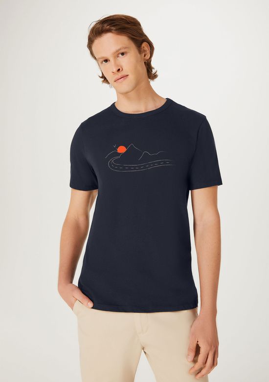 Foto do produto: Camiseta Masculina Manga Curta Com Estampa - Azul