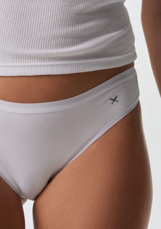 Foto do produto: Kit 5 Calcinhas Básicas Tanga Em Algodão - Branco