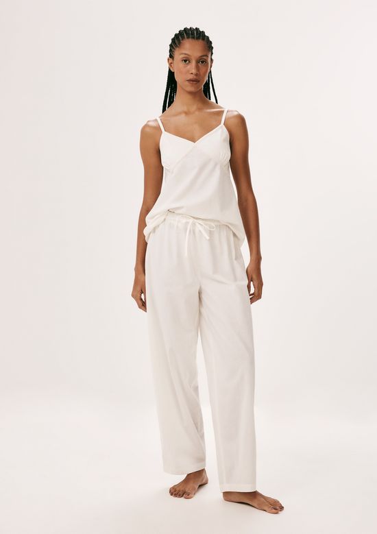 Foto do produto: Pijama Feminino Alças Finas Em Tricoline - Off white