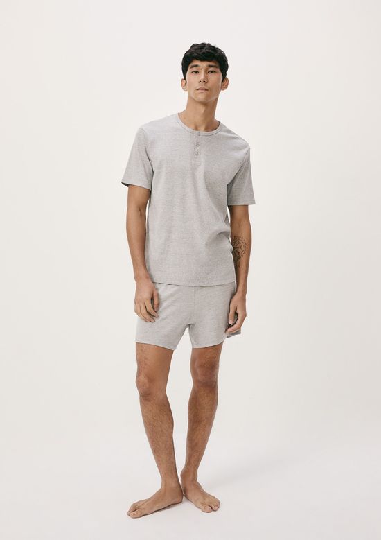 Foto do produto: Pijama Curto Masculino Gola Henley - Cinza