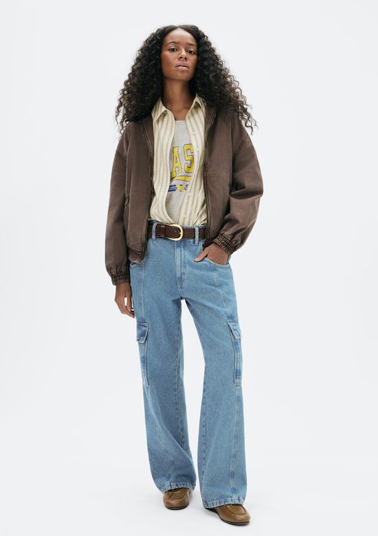 Foto do produto: Calça Jeans Feminina Cargo Cintura Média - Azul