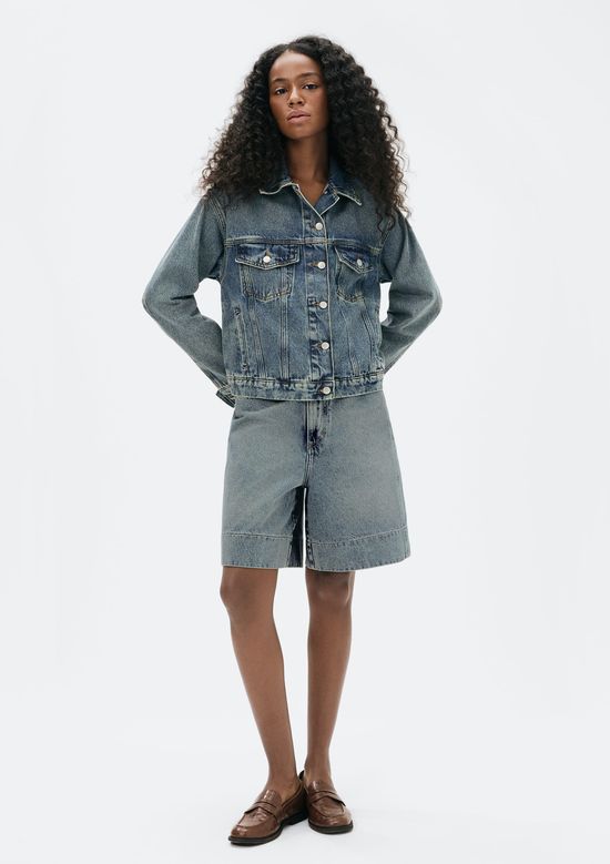 Foto do produto: Bermuda Jeans Feminina Cintura Média - Azul