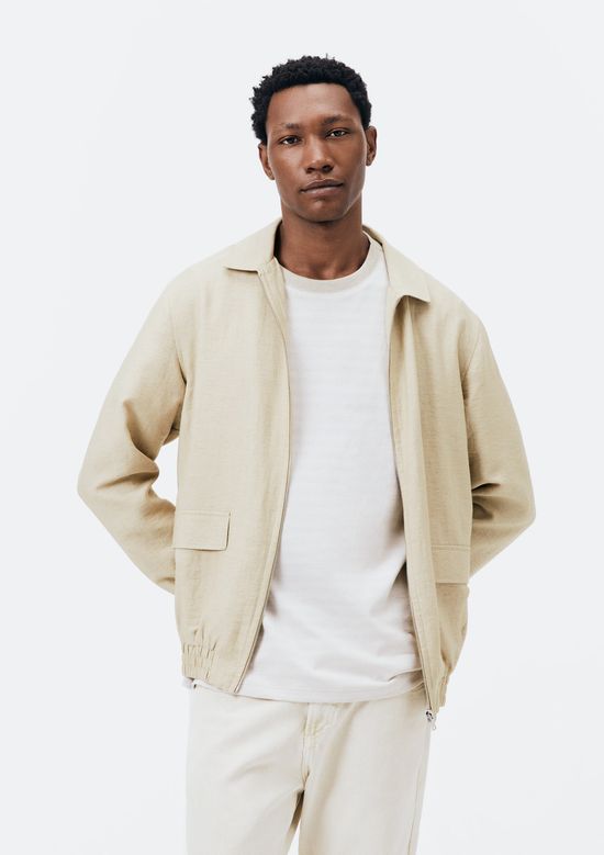 Foto do produto: Jaqueta Masculina Harrington com Bolsos Frontais - Bege