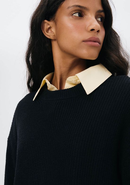 Foto do produto: Blusão Feminino Em Tricô de Algodão - Preto