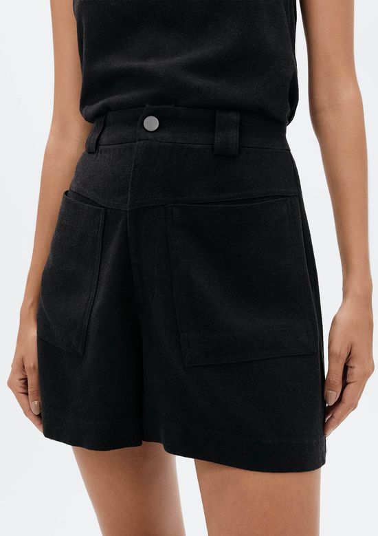 Foto do produto: Shorts Feminino Cintura Média Em Viscolinho - Preto