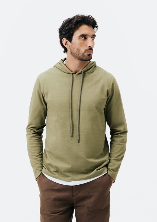 Foto do produto: Camiseta Masculina Slim Em Malha De Algodão Com Capuz - Verde