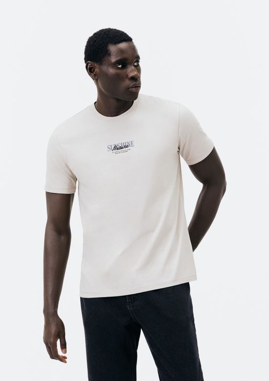 Foto do produto: Camiseta Masculina Manga Curta Com Estampa - Off white