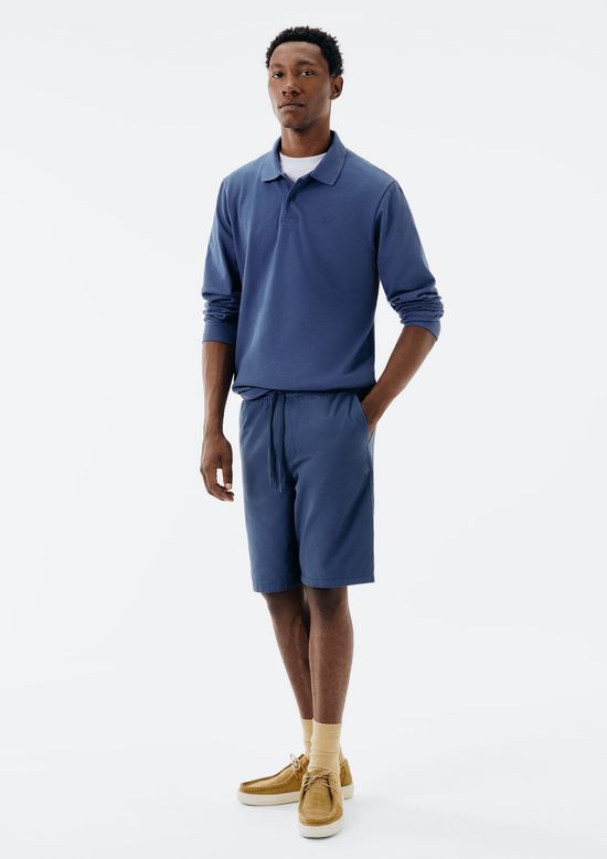 Foto do produto: Camisa Polo Masculina Manga Longa Em Piquet - Azul