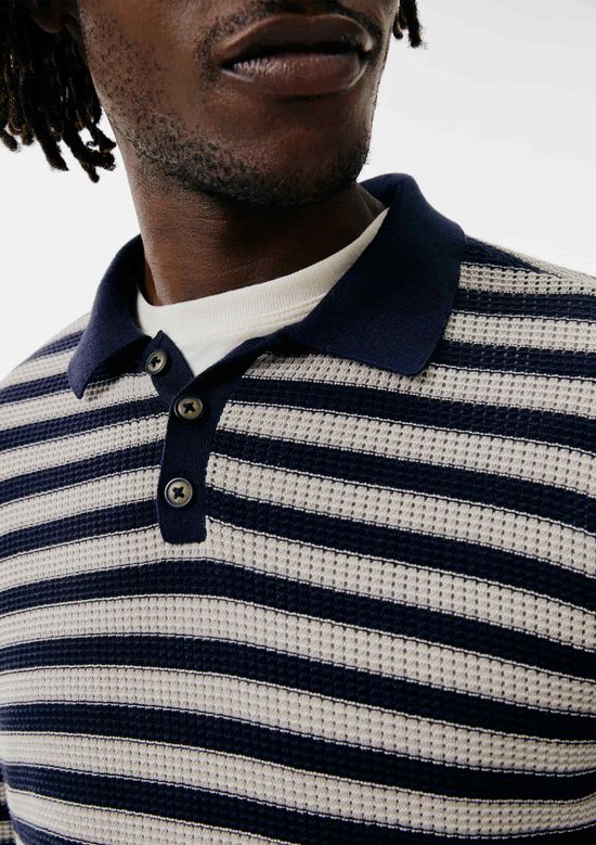 Foto do produto: Polo Masculina Regular em Tricô Listrado - Azul