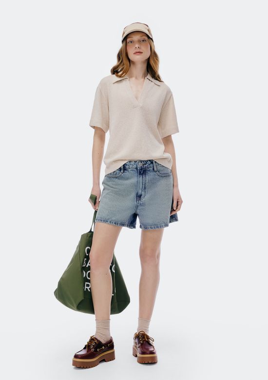 Foto do produto: Shorts Jeans Feminino Reto Cintura Média - Azul